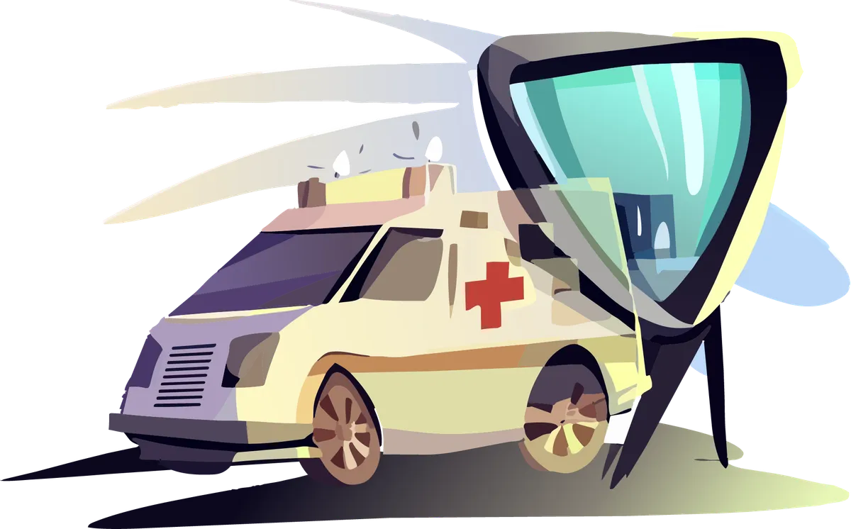 Rettungswagen und Schutzschild